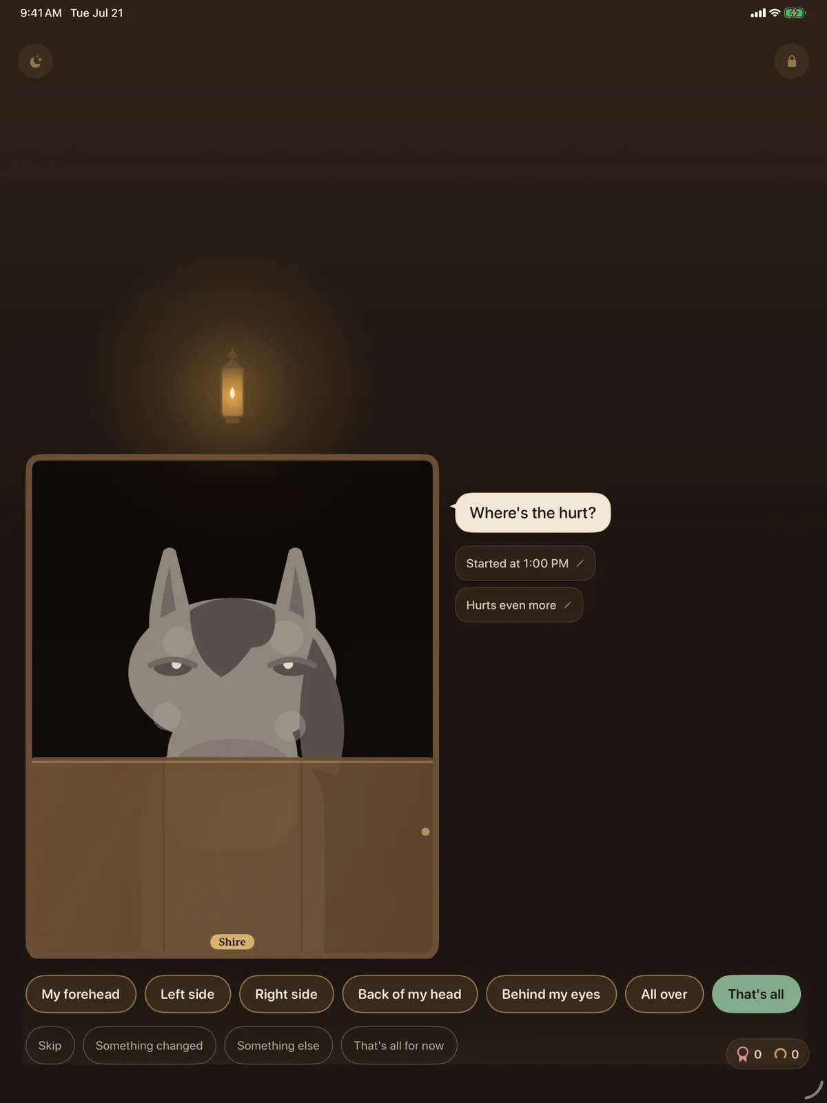 Choosing where the head hurts on iPad