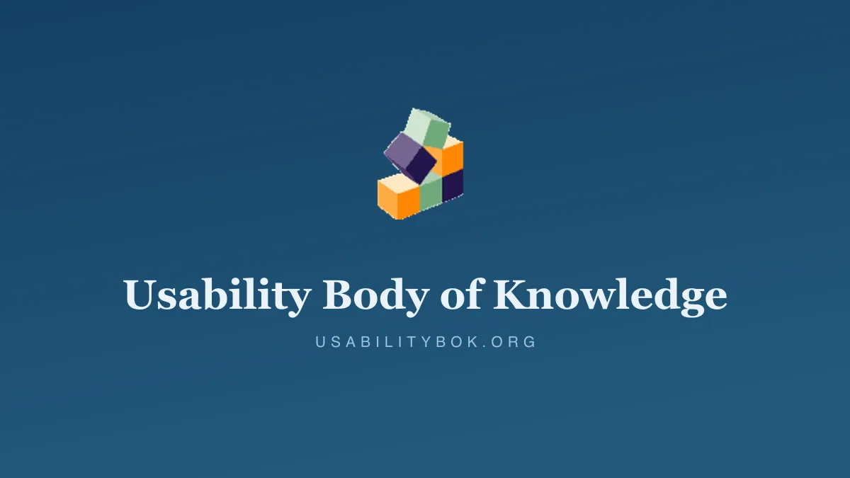 The Usability Body of Knowledge cube logo on a deep-blue panel.