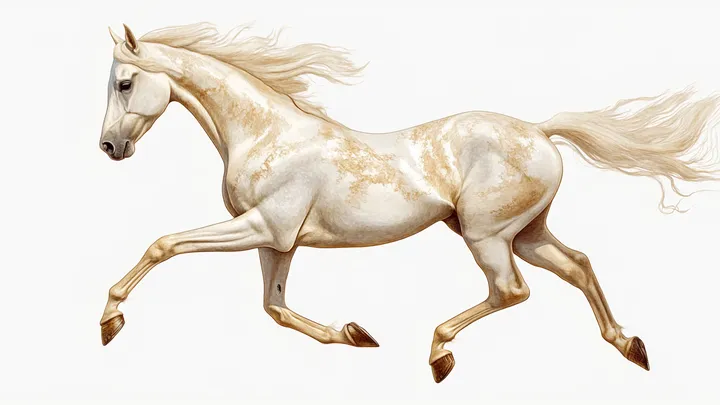 A horse of the pale "isabelline" colour that gives the theme its name.