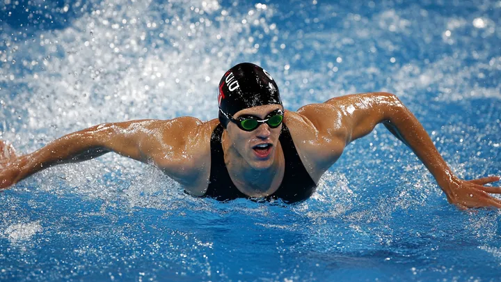 A swimmer practicing the butterfly stroke.